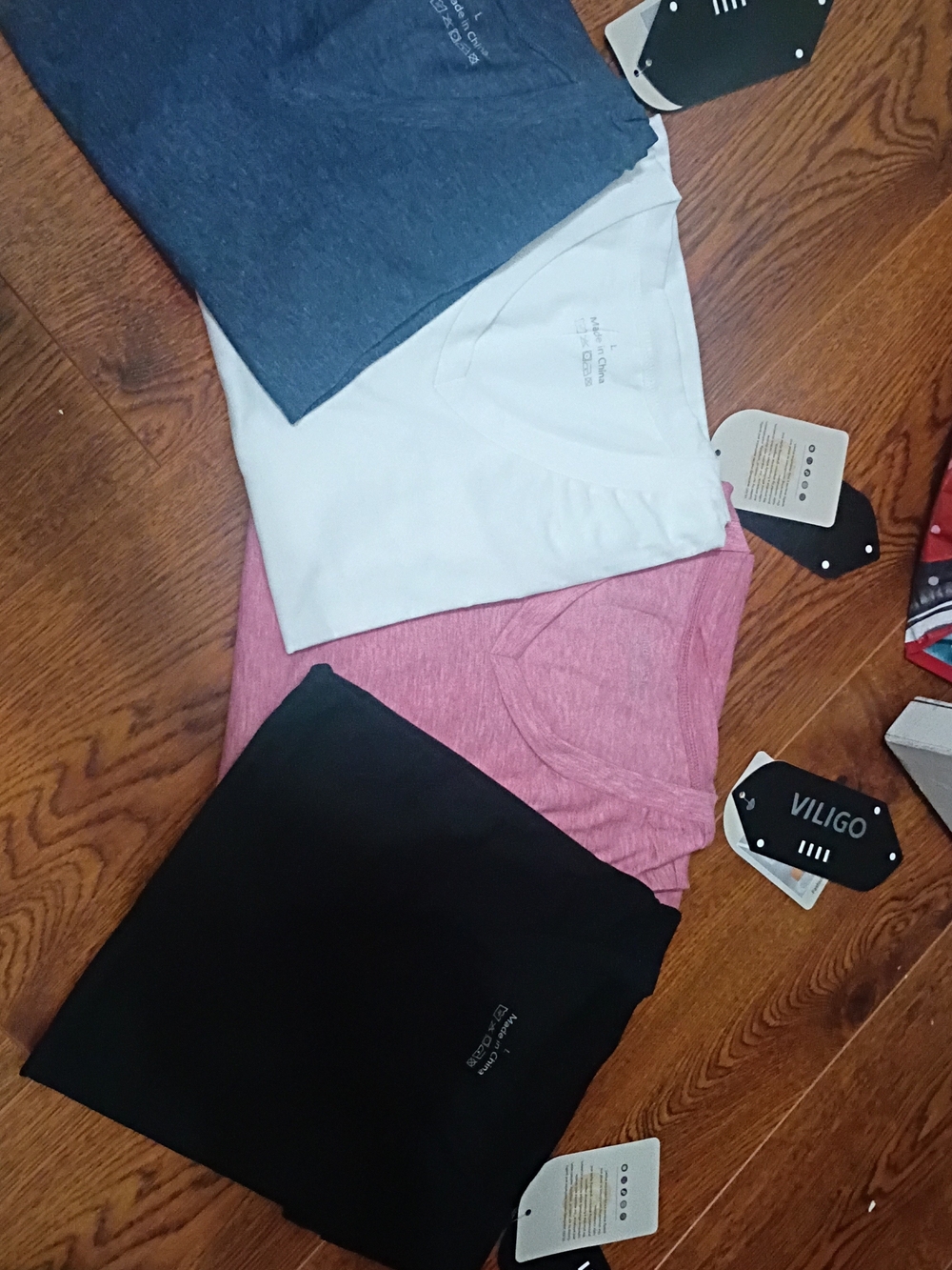 Women's Short Sleeve V-Neck Tee - Pink, White, Black, Blue